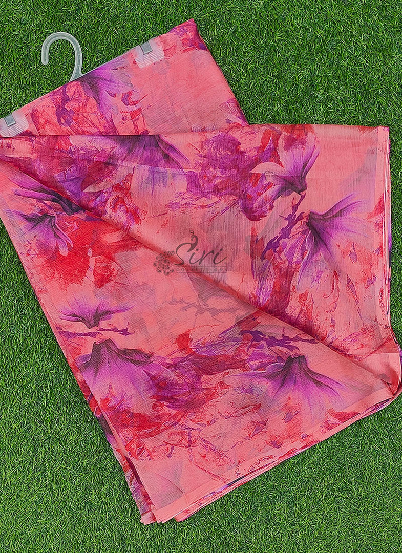 High Quality Garden Vareli Printed Nara Chiffon Saree