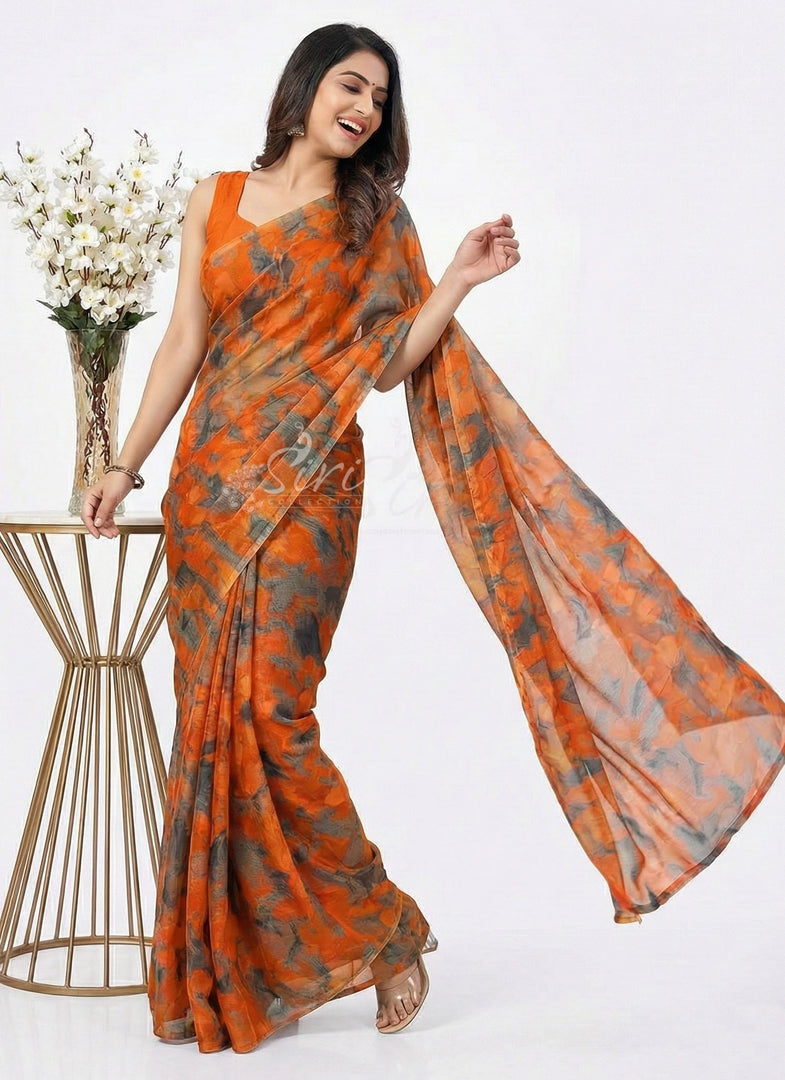 High Quality Garden Vareli Printed Nara Chiffon Saree