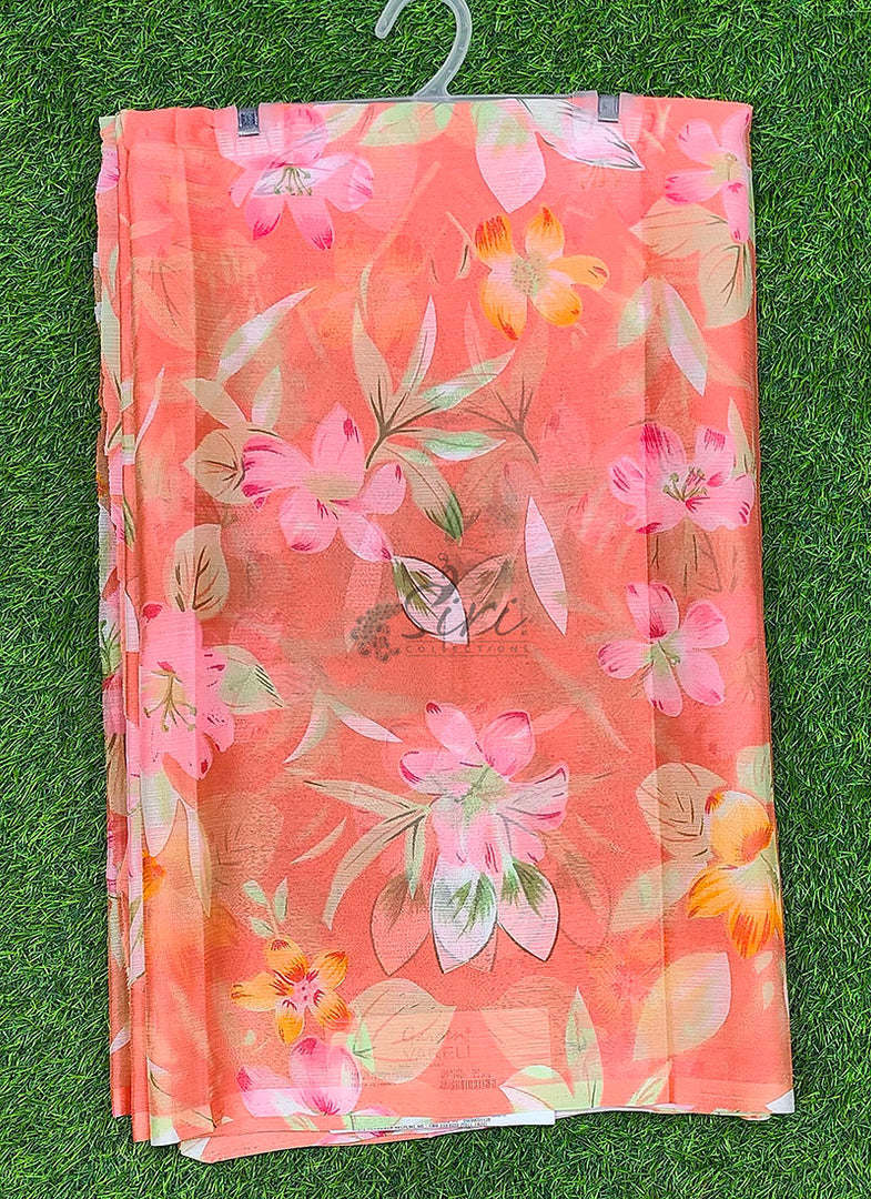 Exclusive Garden Vareli Printed Nara Chiffon Saree