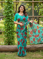 Load image into Gallery viewer, Exclusive Garden Vareli Printed Nara Chiffon Saree
