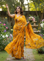 Load image into Gallery viewer, Exclusive Garden Vareli Printed Nara Chiffon Saree
