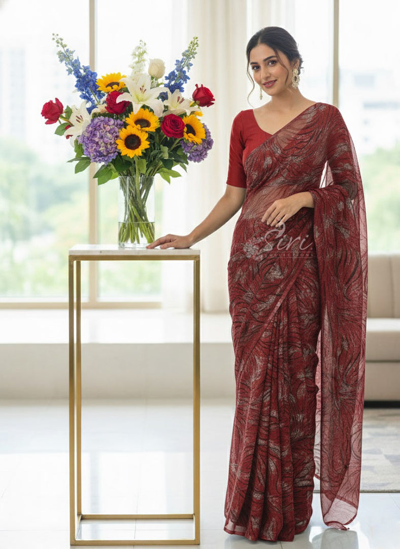 Latest Garden Vareli Printed Nara Chiffon Saree