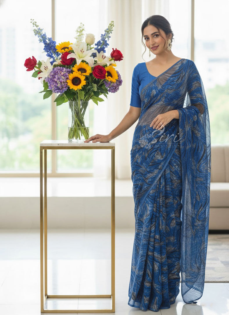 Latest Garden Vareli Printed Nara Chiffon Saree