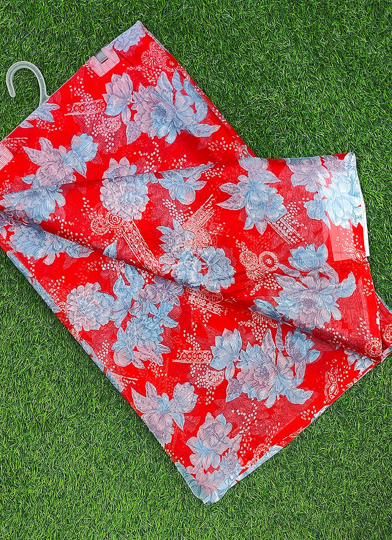 Exclusive Garden Vareli Printed Nara Chiffon Saree