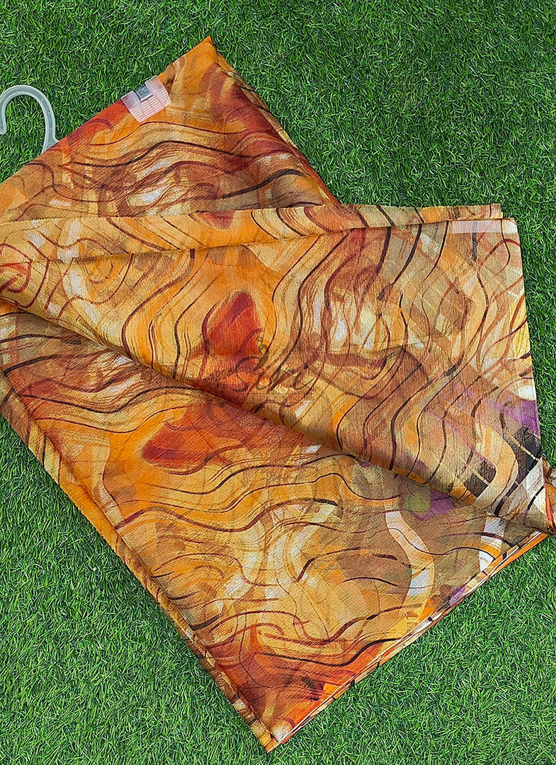 Latest Garden Vareli Printed Nara Chiffon Saree