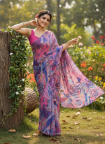 Load image into Gallery viewer, Latest Garden Vareli Printed Nara Chiffon Saree
