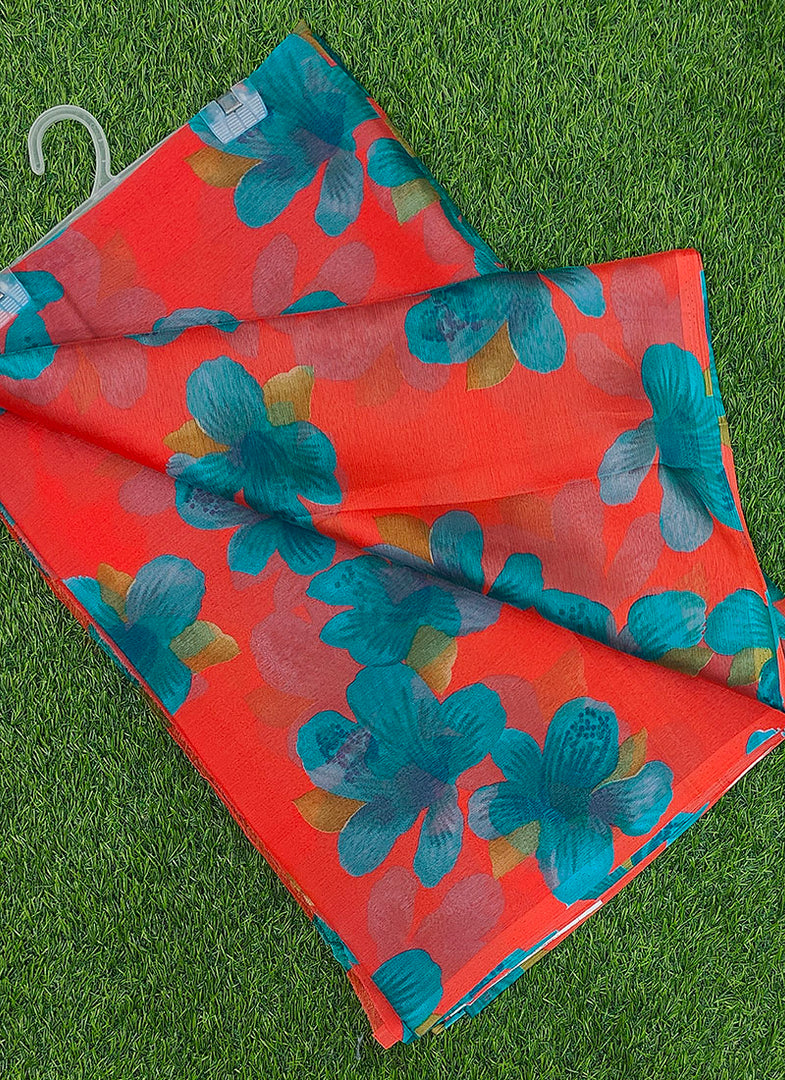 Exclusive Garden Vareli Printed Nara Chiffon Saree