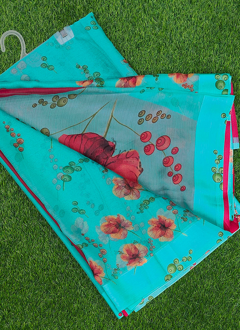 Beautiful Garden Fiona Border Nara Chiffon Saree