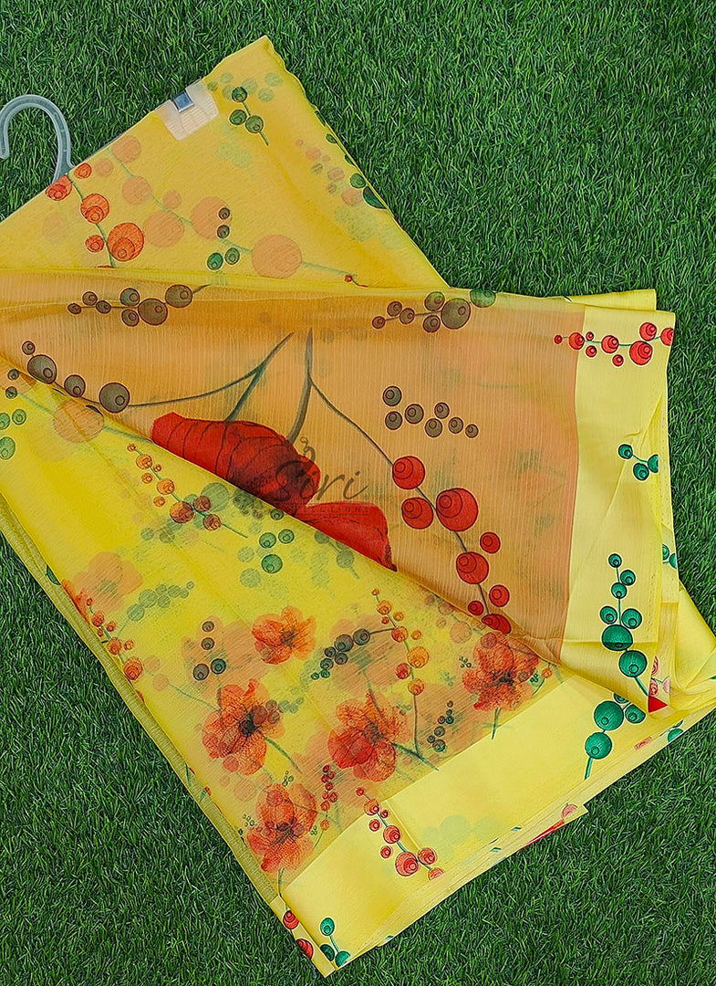Beautiful Garden Fiona Border Nara Chiffon Saree