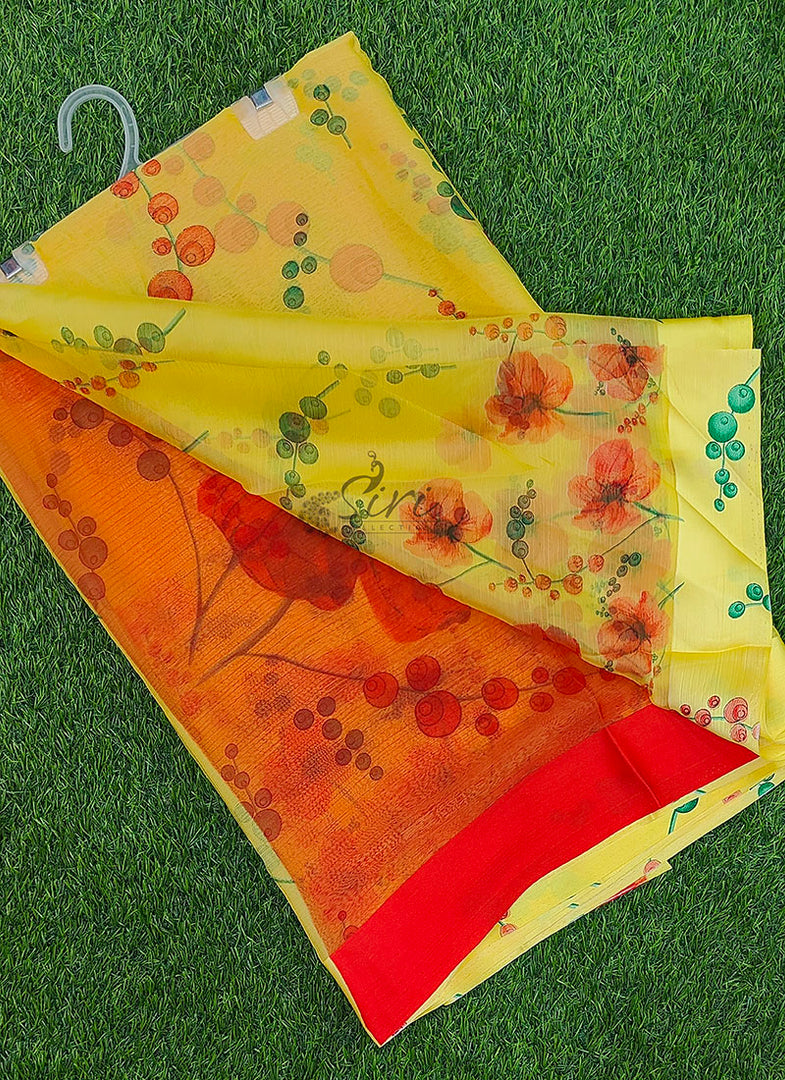 Beautiful Garden Fiona Border Nara Chiffon Saree