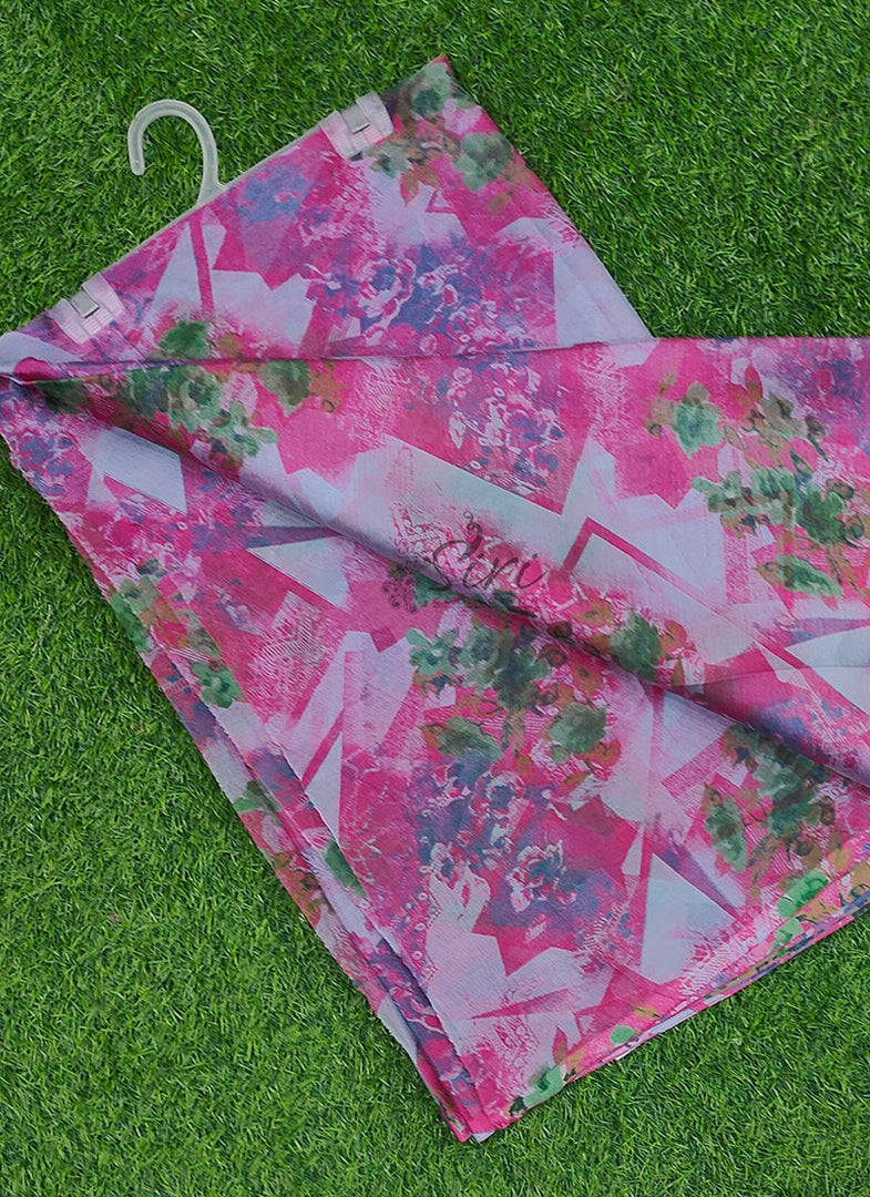 Exclusive Garden Vareli Printed Nara Chiffon Saree
