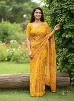 Load image into Gallery viewer, Latest Garden Vareli Printed Nara Chiffon Saree
