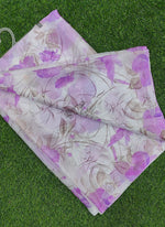 Load image into Gallery viewer, Garden Vareli White and Purple Floral Nara Chiffon Saree

