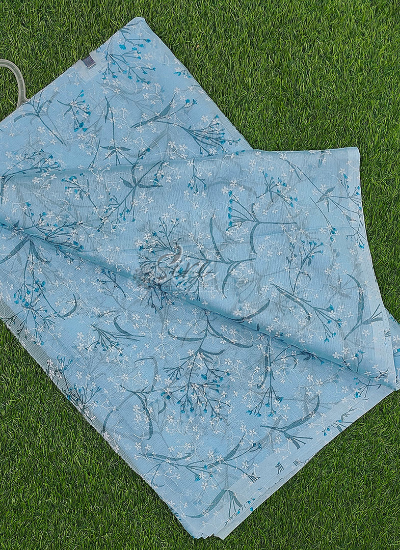 Garden Vareli Pale Blue Floral Nara Chiffon Saree