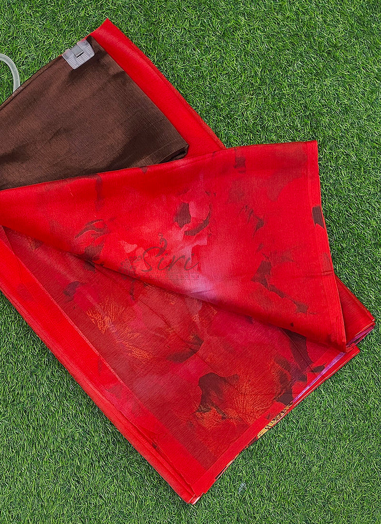 Garden Vareli Printed Nara Chiffon Saree with Blouse