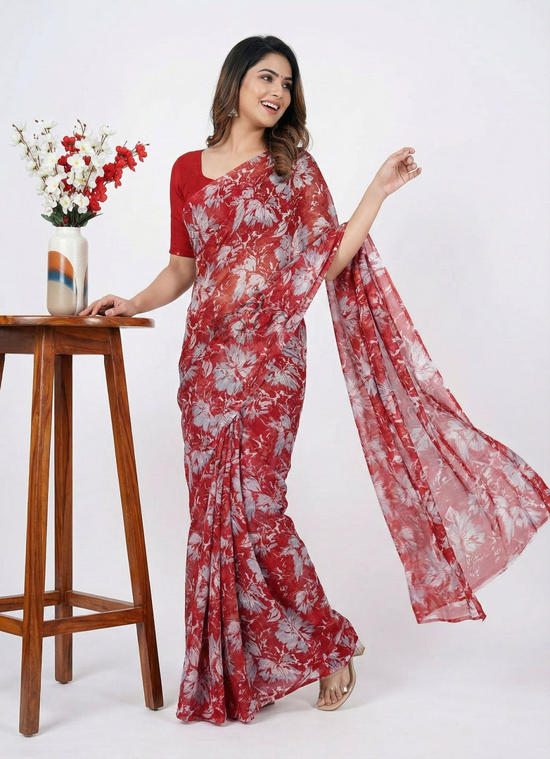 Latest Garden Vareli Printed Nara Chiffon Saree