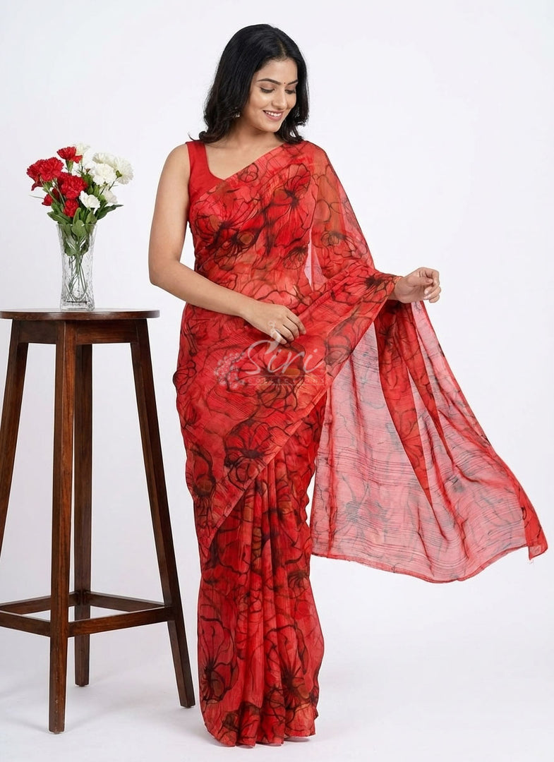 High Quality Garden Vareli Printed Nara Chiffon Saree