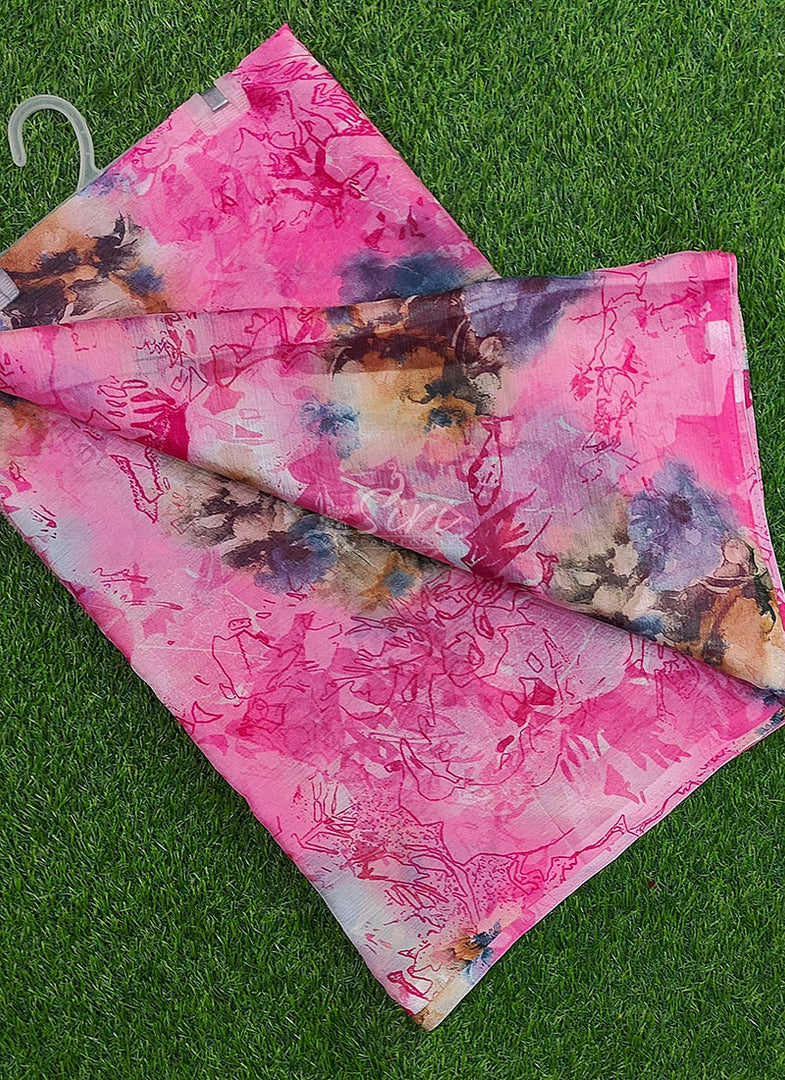 Beautiful Garden Vareli Printed Nara Chiffon Saree