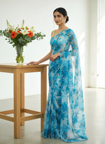 Load image into Gallery viewer, Latest Garden Vareli Printed Nara Chiffon Saree
