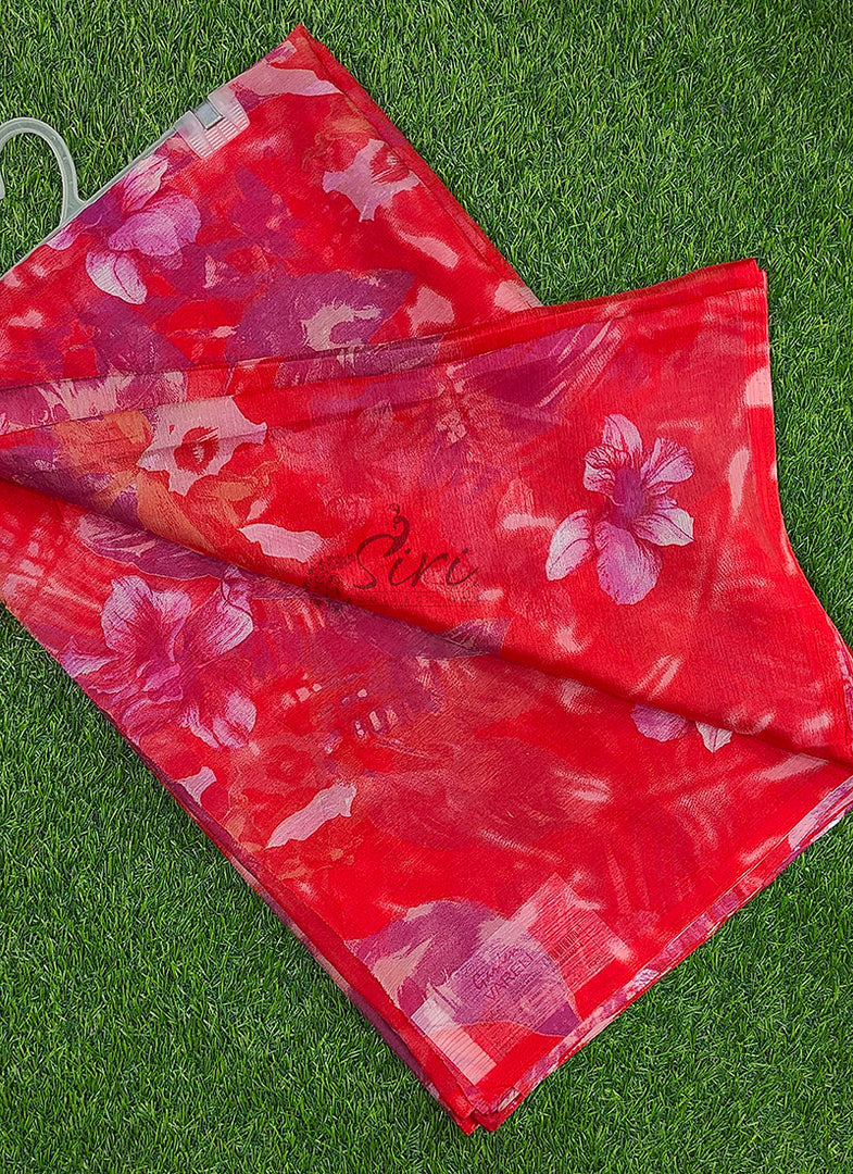 Beautiful Garden Vareli Printed Nara Chiffon Saree