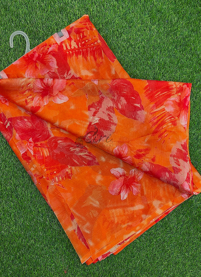 Beautiful Garden Vareli Printed Nara Chiffon Saree