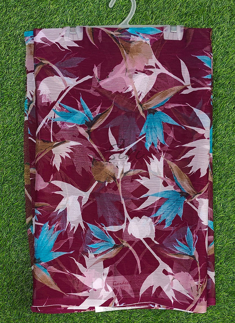 Beautiful Garden Vareli Printed Nara Chiffon Saree