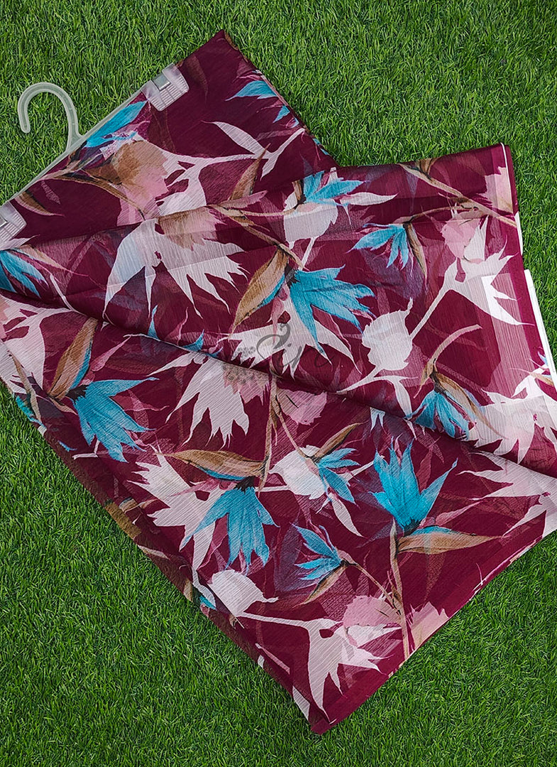 Beautiful Garden Vareli Printed Nara Chiffon Saree