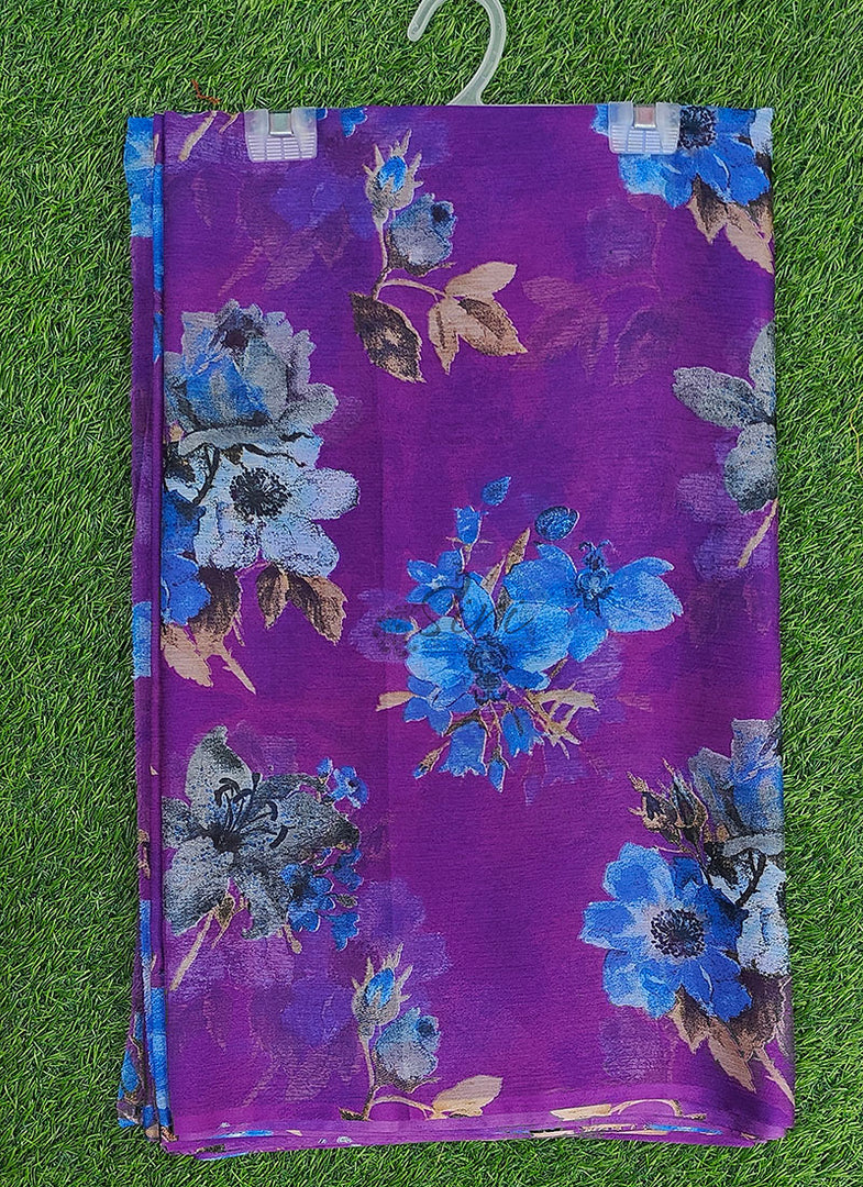 Beautiful Garden Vareli Printed Nara Chiffon Saree