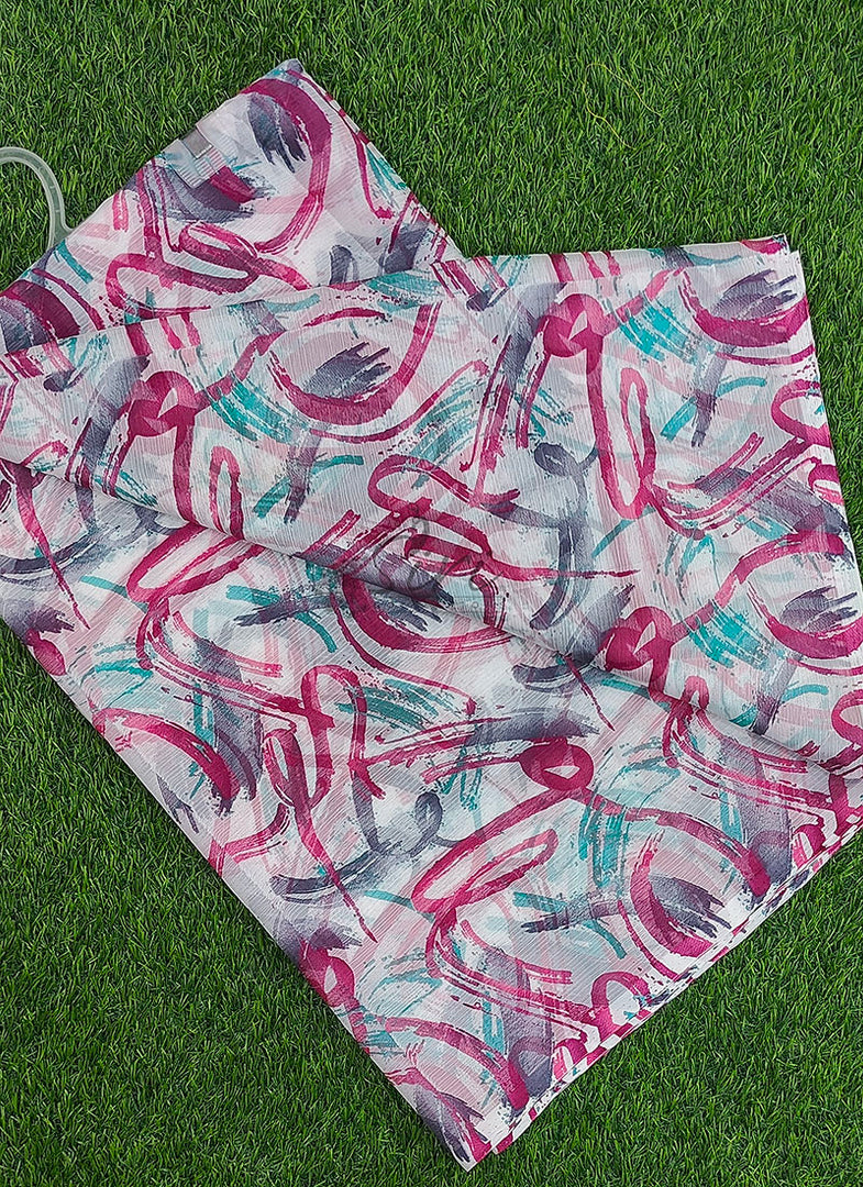 Beautiful Garden Vareli Printed Nara Chiffon Saree