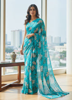 Load image into Gallery viewer, Beautiful Garden Vareli Printed Nara Chiffon Saree

