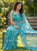 Load image into Gallery viewer, Beautiful Garden Vareli Printed Nara Chiffon Saree