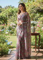 Load image into Gallery viewer, Latest Garden Vareli Printed Nara Chiffon Saree
