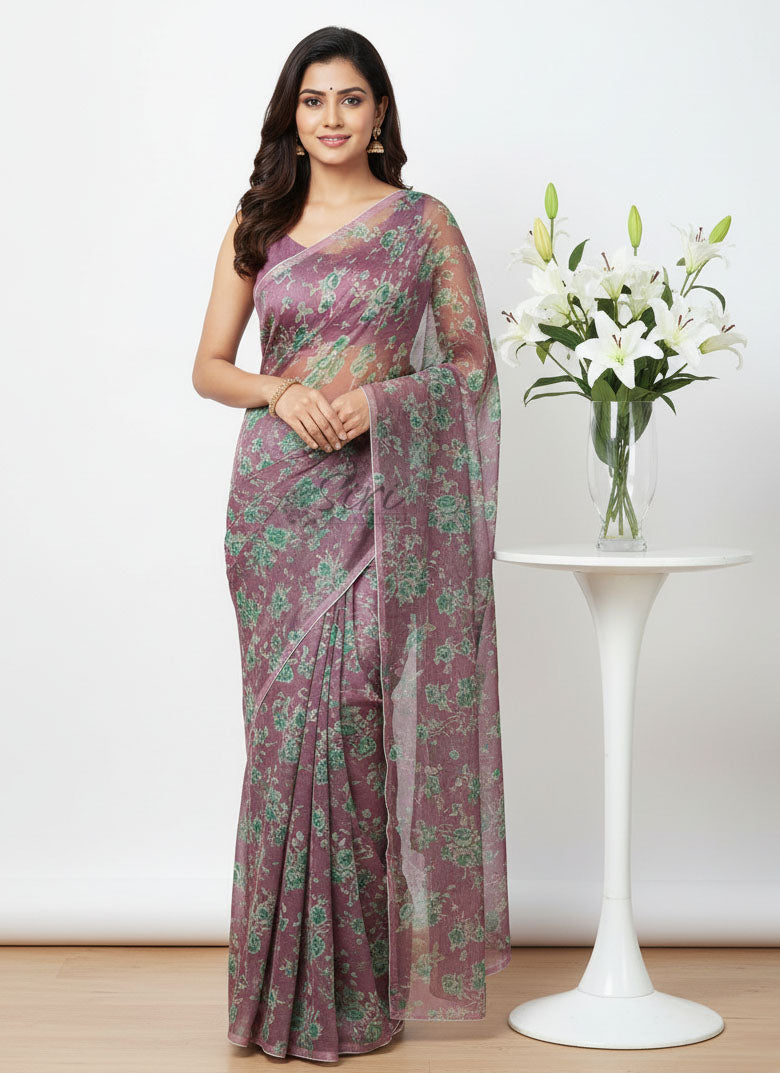 Latest Garden Vareli Printed Nara Chiffon Saree