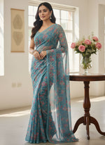 Load image into Gallery viewer, Latest Garden Vareli Printed Nara Chiffon Saree
