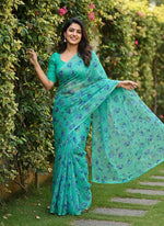 Load image into Gallery viewer, Beautiful Garden Vareli Printed Nara Chiffon Saree
