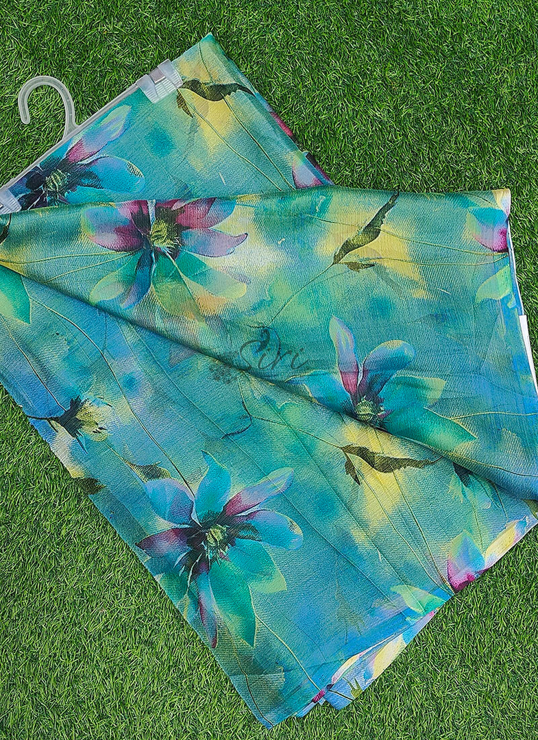 Latest Garden Vareli Printed Nara Chiffon Saree