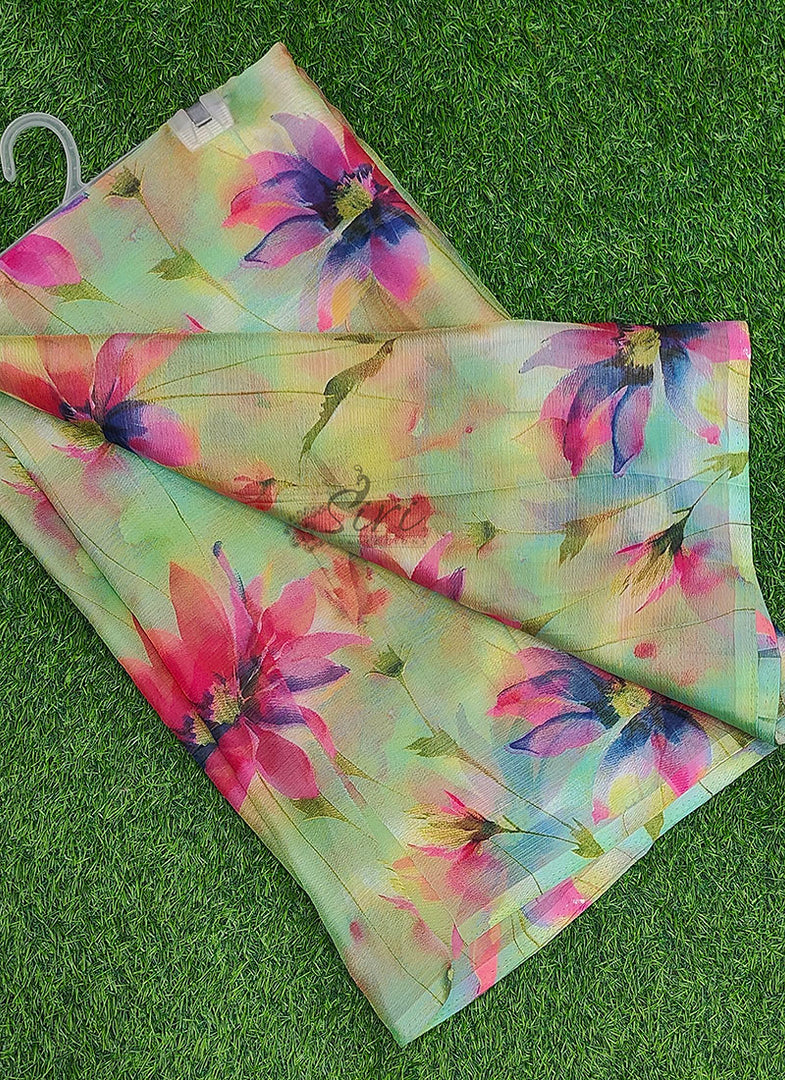 Latest Garden Vareli Printed Nara Chiffon Saree