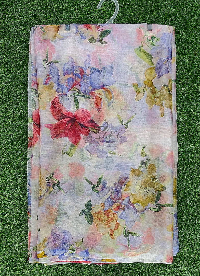 Latest Garden Vareli Printed Nara Chiffon Saree