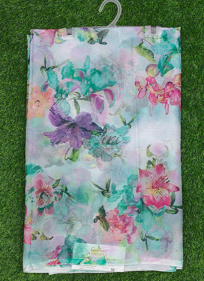 Latest Garden Vareli Printed Nara Chiffon Saree