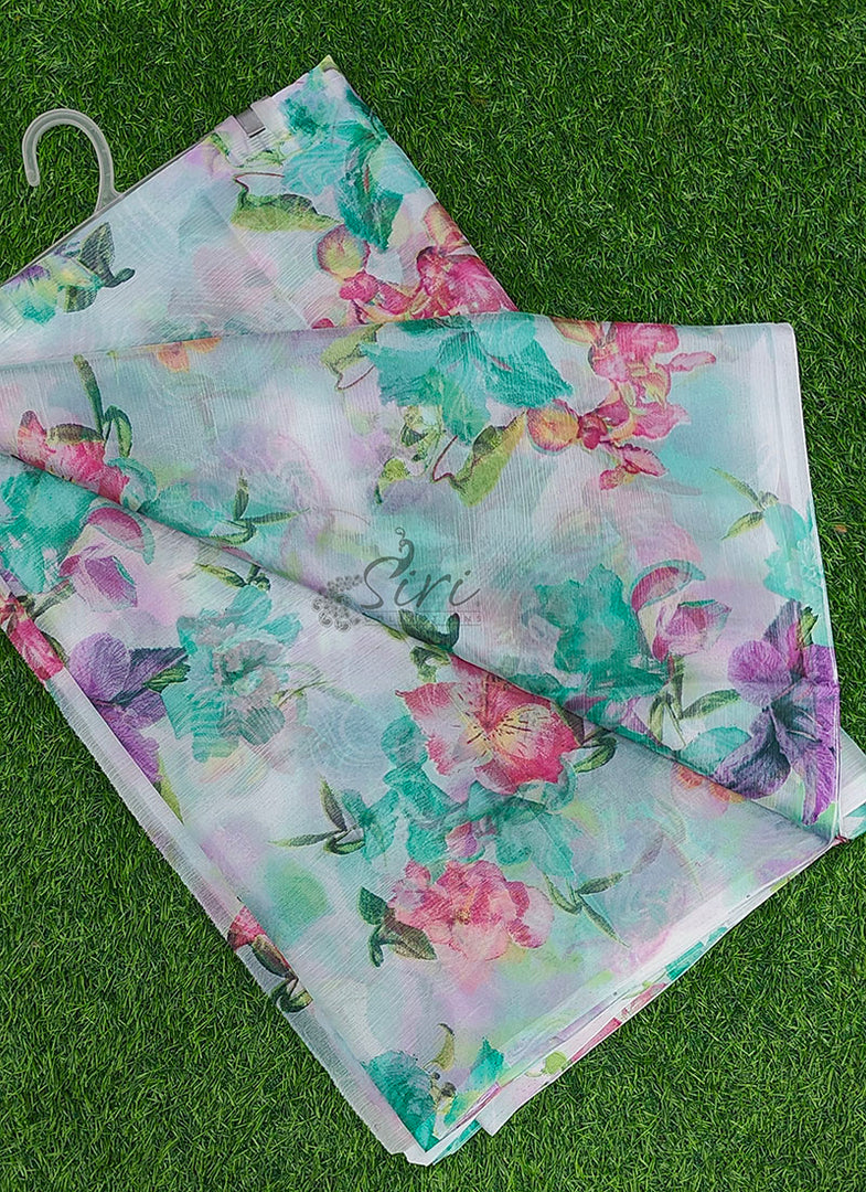 Latest Garden Vareli Printed Nara Chiffon Saree