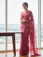 Load image into Gallery viewer, Latest Garden Vareli Printed Nara Chiffon Saree
