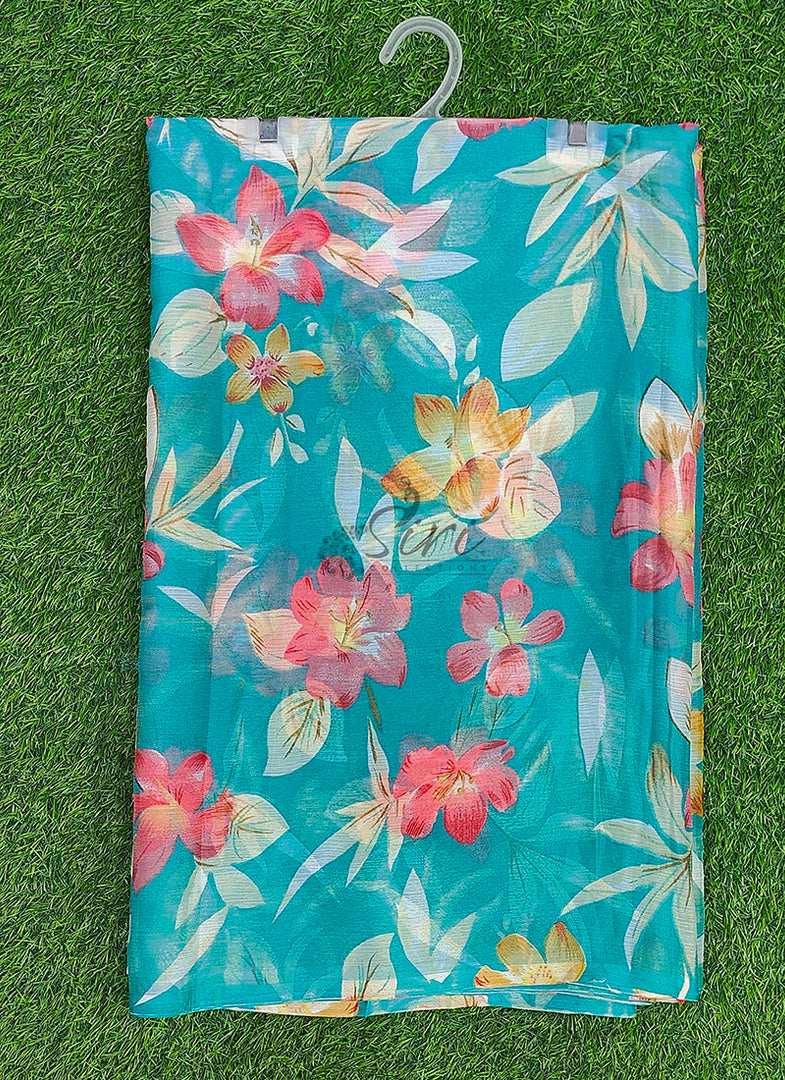 Latest Garden Vareli Printed Nara Chiffon Saree