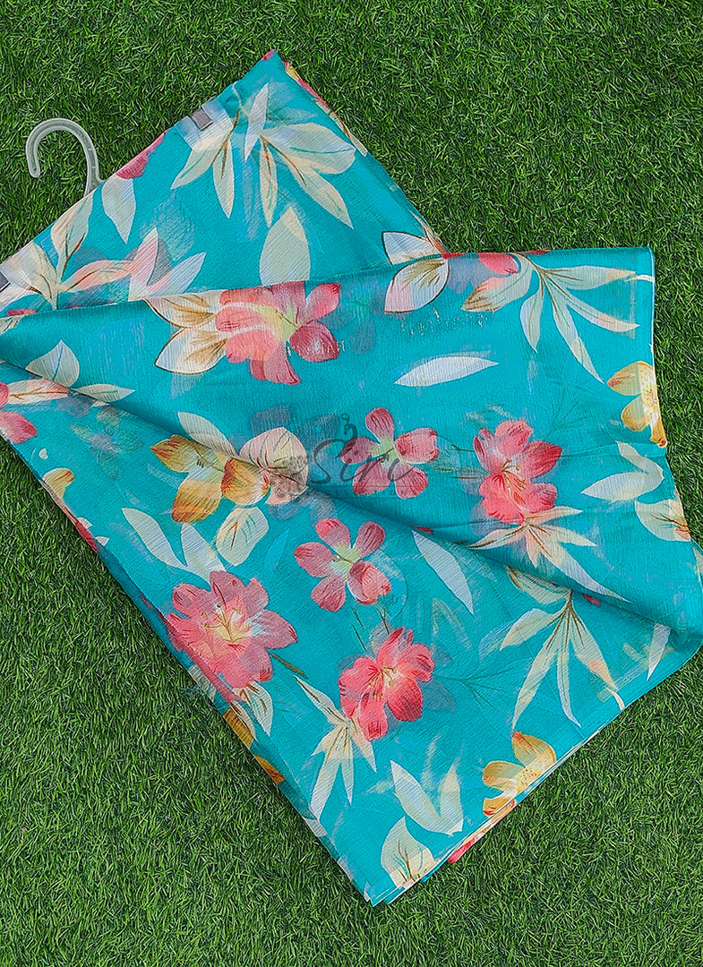 Latest Garden Vareli Printed Nara Chiffon Saree