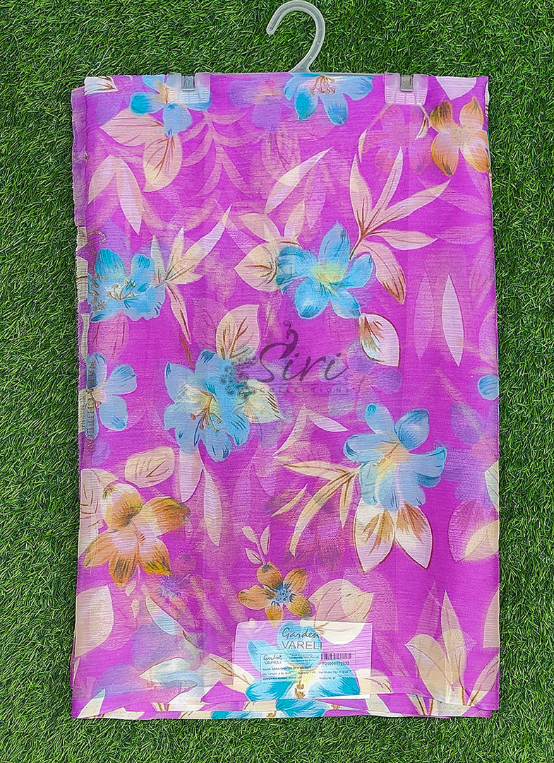 Latest Garden Vareli Printed Nara Chiffon Saree
