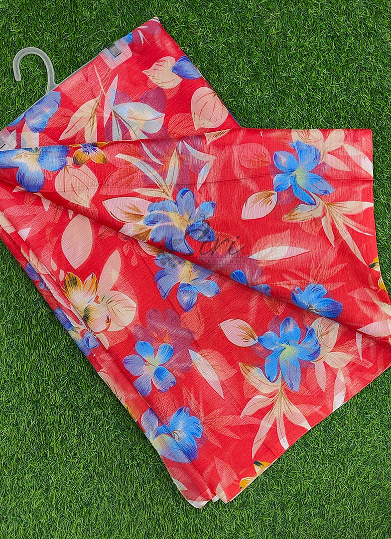 Latest Garden Vareli Printed Nara Chiffon Saree