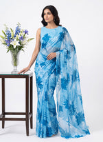 Load image into Gallery viewer, Garden Vareli Printed Nara Chiffon Saree without Blouse