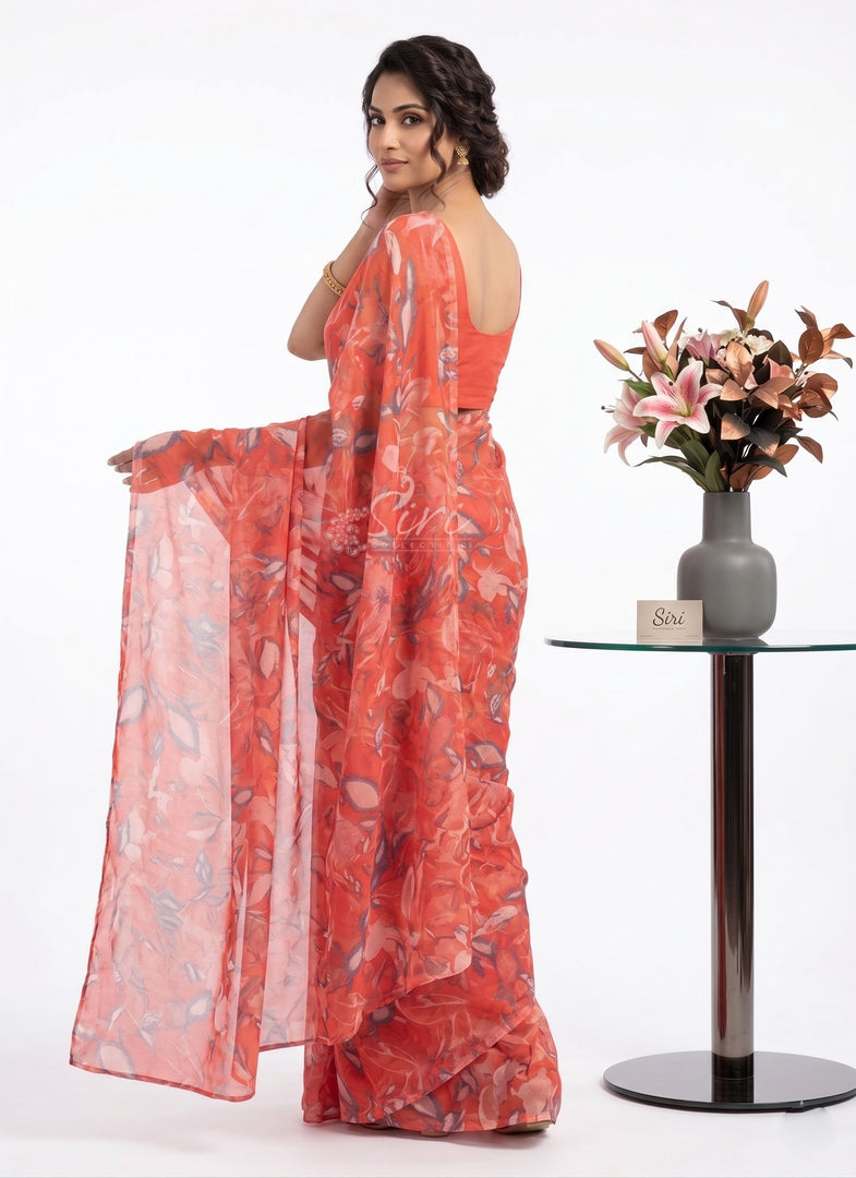 High Quality Garden Vareli Printed Nara Chiffon Saree