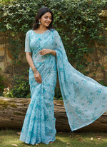 Load image into Gallery viewer, Latest Garden Vareli Printed Nara Chiffon Saree
