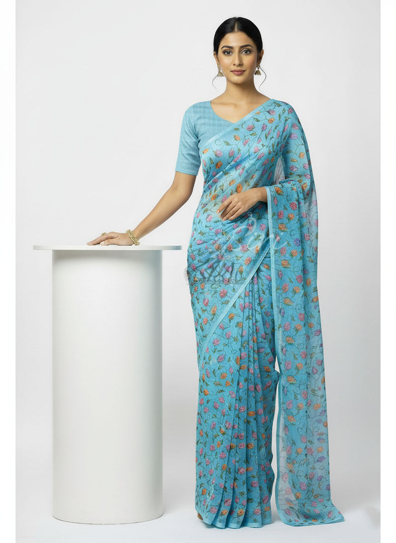 Latest Garden Vareli Printed Nara Chiffon Saree
