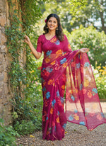 Load image into Gallery viewer, Latest Garden Vareli Printed Nara Chiffon Saree
